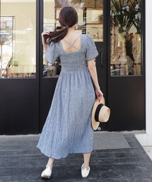 DHOLIC | バッククロスシャーリングロングワンピース(ワンピース)