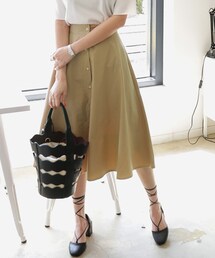 DHOLIC | フロントボタンミモレフレアスカート(スカート)