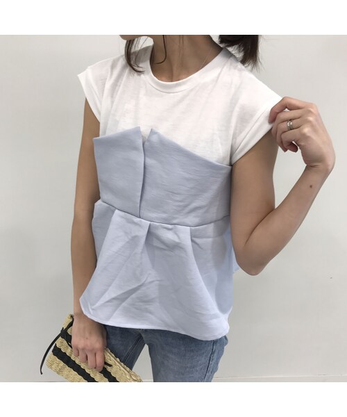 copine(コピン)の「タックフレアビスチェドッキングTシャツ(2color)【クリックポスト対象商品】(Tシャツ/カットソー・レディース・その他)」の1枚目の写真