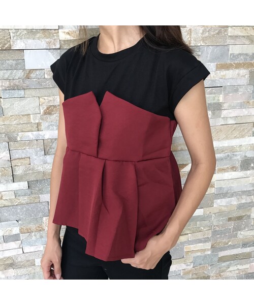 copine(コピン)の「タックフレアビスチェドッキングTシャツ(2color)【クリックポスト対象商品】(Tシャツ/カットソー・レディース・その他)」の2枚目の写真