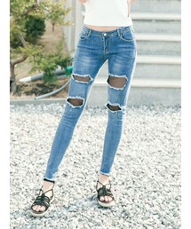 KORMARCH | ダメージデニムスキニーパンツ(デニムパンツ)