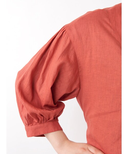 w closet（ダブルクローゼット）の「ボリューム袖ニュアンスコート（ジャケット/アウター・レディース・オレンジ/ベージュ/Lカーキ・FREE）」の8枚目の写真