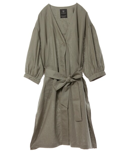 w closet（ダブルクローゼット）の「ボリューム袖ニュアンスコート（ジャケット/アウター・レディース・オレンジ/ベージュ/Lカーキ・FREE）」の2枚目の写真