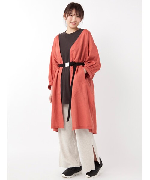 w closet（ダブルクローゼット）の「ボリューム袖ニュアンスコート（ジャケット/アウター・レディース・オレンジ/ベージュ/Lカーキ・FREE）」の14枚目の写真