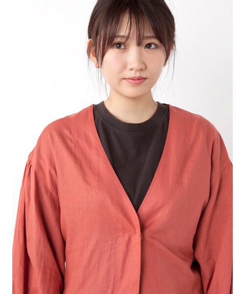 w closet（ダブルクローゼット）の「ボリューム袖ニュアンスコート（ジャケット/アウター・レディース・オレンジ/ベージュ/Lカーキ・FREE）」の7枚目の写真