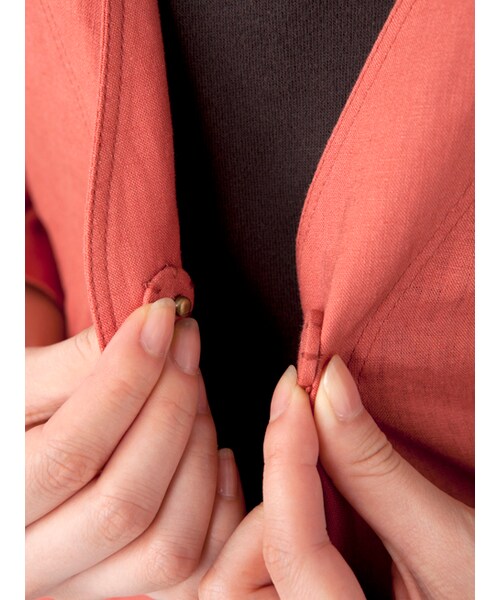 w closet（ダブルクローゼット）の「ボリューム袖ニュアンスコート（ジャケット/アウター・レディース・オレンジ/ベージュ/Lカーキ・FREE）」の10枚目の写真