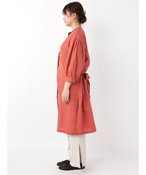 w closet（ダブルクローゼット）の「ボリューム袖ニュアンスコート（ジャケット/アウター・レディース・オレンジ/ベージュ/Lカーキ・FREE）」の5枚目の写真