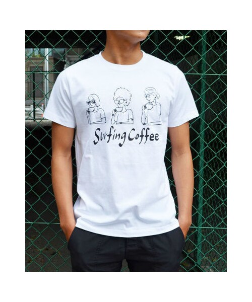 SURFING COFFEE(サーフィンコーヒー)の「(サーフィンコーヒー) "THREE HUMAN"Tシャツ(トップス・レディース・ブラウン/ホワイト/グレー・S/M/L/XL)」の11枚目の写真
