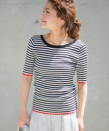 Spick & Span | ≪予約≫リネンリブボーダーハンソデ◆(トップス)