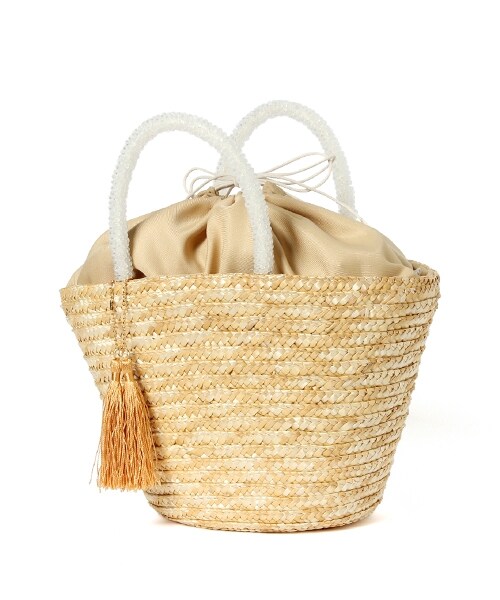 Andemiu（アンデミュウ）の「ビーズハンドルトートＢＡＧ（バッグ・ブラック/オレンジ/ナチュラル/カーキ）」の10枚目の写真