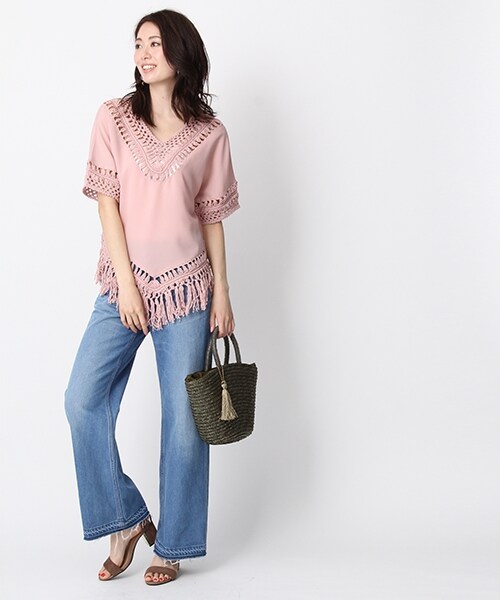 Andemiu（アンデミュウ）の「ビーズハンドルトートＢＡＧ（バッグ・ブラック/オレンジ/ナチュラル/カーキ）」の8枚目の写真