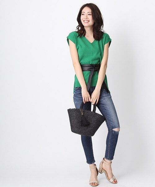 Andemiu（アンデミュウ）の「ビーズハンドルトートＢＡＧ（バッグ・ブラック/オレンジ/ナチュラル/カーキ）」の7枚目の写真