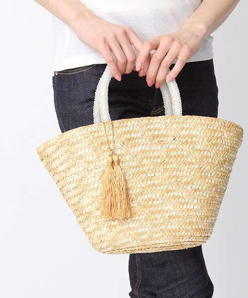 Andemiu（アンデミュウ）の「ビーズハンドルトートＢＡＧ（バッグ・ブラック/オレンジ/ナチュラル/カーキ）」の2枚目の写真