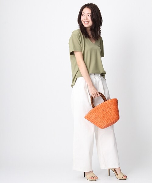 Andemiu（アンデミュウ）の「ビーズハンドルトートＢＡＧ（バッグ・ブラック/オレンジ/ナチュラル/カーキ）」の6枚目の写真