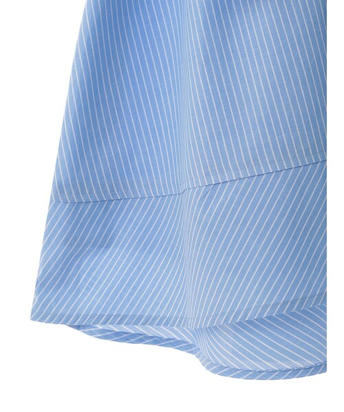 31 Sons de mode（トランテアン　ソン　ドゥ　モード）の「シャツ地襟付ノースリーブウエストリボンワンピース（ワンピース/ドレス・レディース・スタッフ身長:162cm/ブルー/オフホワイト・36/38）」の7枚目の写真