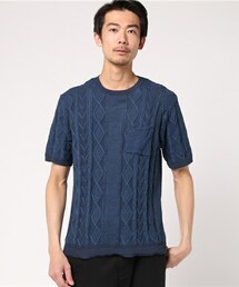 MIND BLOW | ハイゲージリンクス編みニットポケットTシャツ(ニット/セーター)