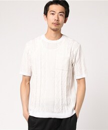 MIND BLOW | ハイゲージリンクス編みニットポケットTシャツ(ニット/セーター)