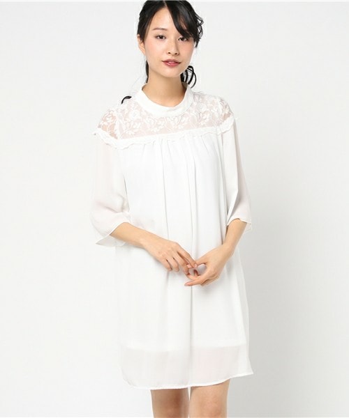 archives（アルシーヴ）の「レース切替ワンピース（ワンピース・レディース・オフホワイト/ブラック/シルバーグレー・MEDIUM）」の2枚目の写真