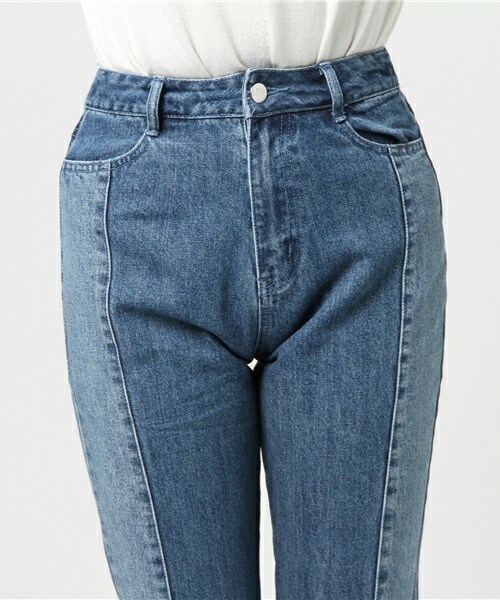 archives（アルシーヴ）の「配色ストレートデニムパンツ（デニムパンツ・レディース・ブルー/ロイヤルブルー・SMALL/MEDIUM）」の6枚目の写真