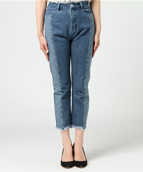 archives（アルシーヴ）の「配色ストレートデニムパンツ（デニムパンツ・レディース・ブルー/ロイヤルブルー・SMALL/MEDIUM）」の3枚目の写真