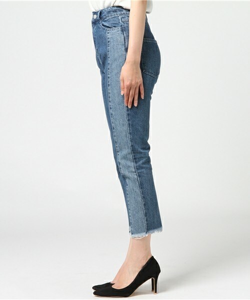 archives（アルシーヴ）の「配色ストレートデニムパンツ（デニムパンツ・レディース・ブルー/ロイヤルブルー・SMALL/MEDIUM）」の4枚目の写真