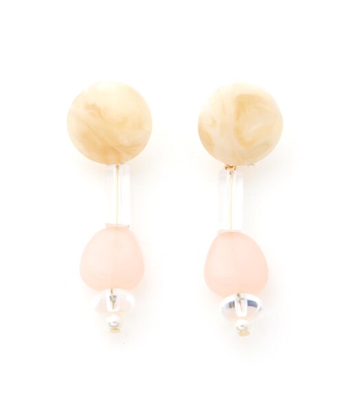 GRL（グレイル）の「マーブルストーンピアス（ピアス（両耳用）・レディース・ブラック/ピンク・F）」の2枚目の写真