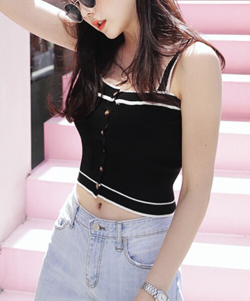 DHOLIC（ディーホリック）の「フロントボタンスリムフィットニットビスチェ（キャミソール・レディース・FREE）」の3枚目の写真