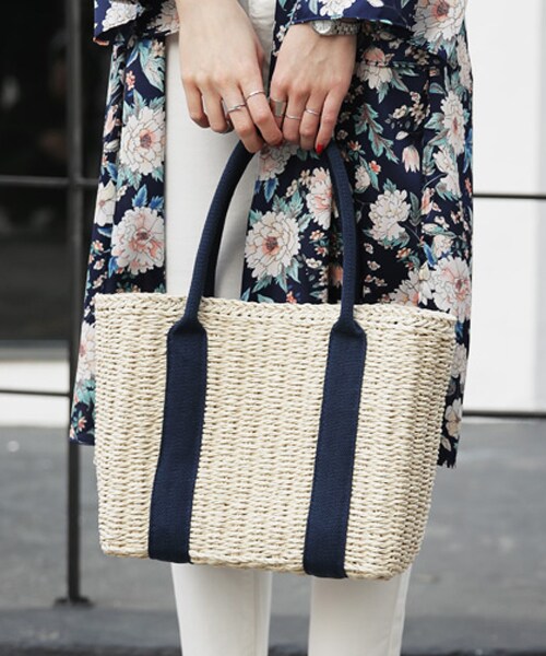 DHOLIC(ディーホリック)の「バイカラースクエアストローバッグ(かごバッグ・レディース・FREE)」の2枚目の写真