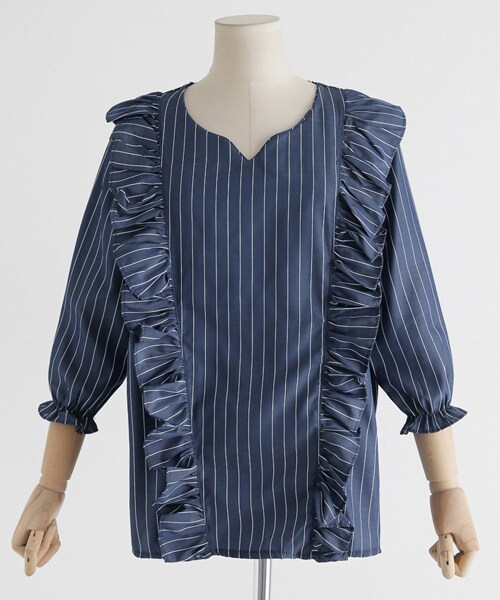 DHOLIC（ディーホリック）の「フリルストライプパターンブラウス（シャツ/ブラウス・レディース・FREE）」の3枚目の写真