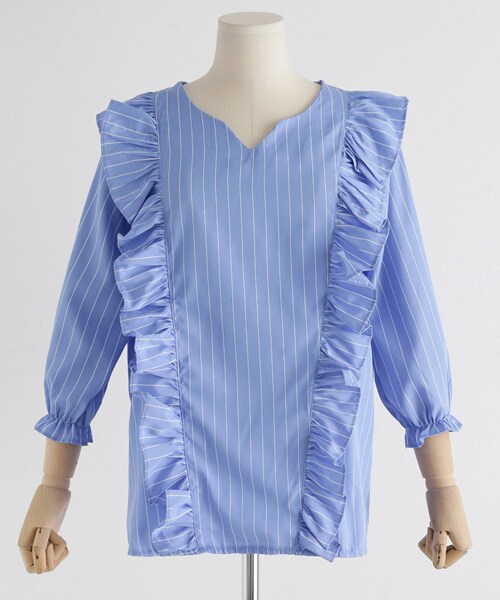 DHOLIC（ディーホリック）の「フリルストライプパターンブラウス（シャツ/ブラウス・レディース・FREE）」の2枚目の写真