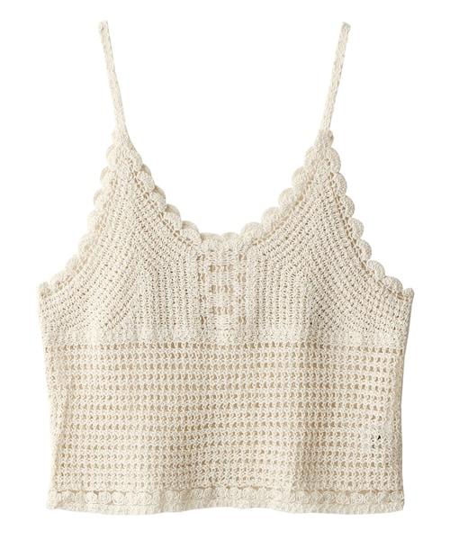 GRL（グレイル）の「クロッシェレースキャミソール（キャミソール・レディース・ブラック/ベージュ・M）」の2枚目の写真