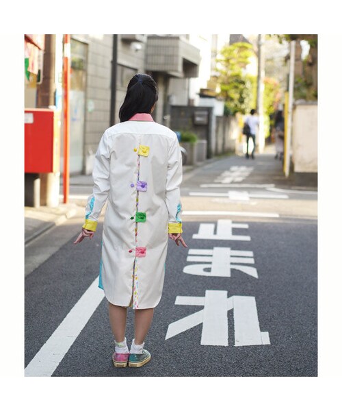 NIRAME.CO(ニラメッコ)の「パカテルカラーしゃつ ネイビーボーダー(ワンピース・レディース・その他)」の4枚目の写真