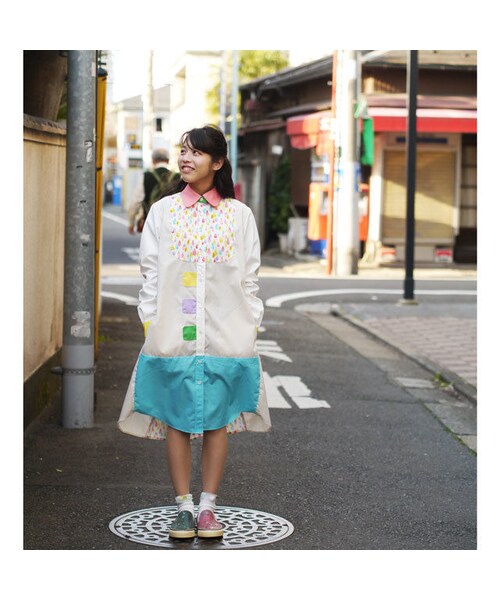 NIRAME.CO(ニラメッコ)の「パカテルカラーしゃつ ネイビーボーダー(ワンピース・レディース・その他)」の3枚目の写真