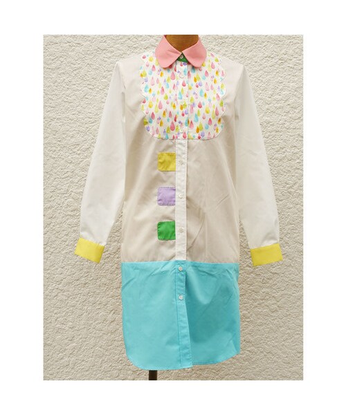 NIRAME.CO(ニラメッコ)の「パカテルカラーしゃつ ネイビーボーダー(ワンピース・レディース・その他)」の5枚目の写真