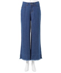 GRL | 裾切替フリンジワイドデニム(デニムパンツ)