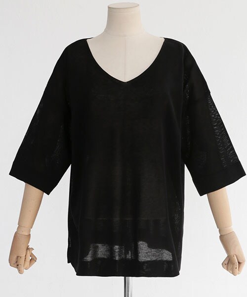 DHOLIC（ディーホリック）の「7分丈スリーブVネックニットTシャツ（Tシャツ/カットソー・レディース・FREE）」の2枚目の写真