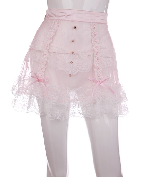 Bobon21（ボボンニジュウイチ）の「フェアリーレーススカート（スカート・レディース・ホワイト/ピンク・S/M/L）」の2枚目の写真