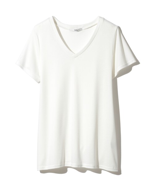 GRL(グレイル)の「VネックゆるTシャツ(Tシャツ/カットソー・レディース・オフホワイト/グレー/ブラック・M)」の1枚目の写真