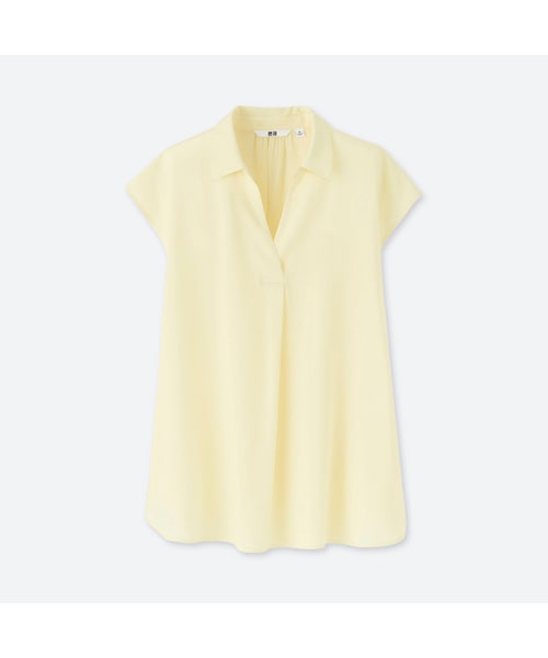UNIQLO（ユニクロ）の「レーヨンエアリーフレンチスリーブブラウス（シャツ/ブラウス・レディース・NAVY 69/YELLOW 41/PINK 10/WHITE 00・XL/M/S/XXL/3XL/XS/L）」の3枚目の写真