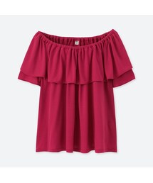 UNIQLO | 2WAYラッフルオフショルダーT（半袖）(Tシャツ/カットソー)