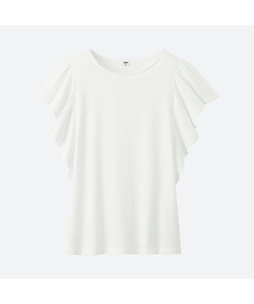 UNIQLO（ユニクロ）の「フリルスリーブT（半袖）（Tシャツ/カットソー