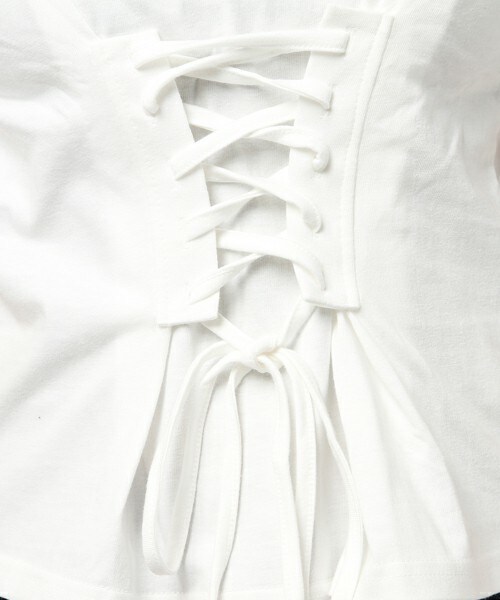 archives（アルシーヴ）の「コルセット風レースアップＴシャツ（Tシャツ/カットソー・レディース・オフホワイト/ブラック/サックスブルー・MEDIUM）」の10枚目の写真