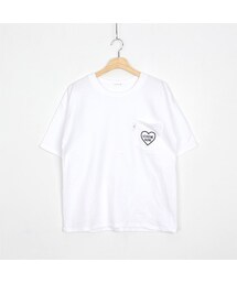 OLDMICKEY  | ハート刺繡ポケット半袖オーバーフィットTシャツ(P000BKMD)(Tシャツ/カットソー)