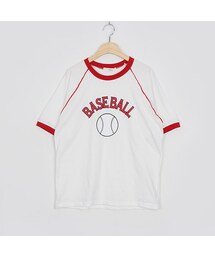 OLDMICKEY  | ベースボールプリントラグラン半袖 Tシャツ(P000BKMM)(Tシャツ/カットソー)