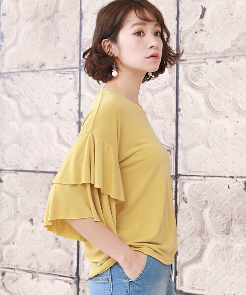 Bab Bou Jeloud(バブブージュルード)の「【WEB限定】袖2段フレアトップス(Tシャツ/カットソー・レディース・オフホワイト/ブラック/マスタード/レッド・M)」の22枚目の写真
