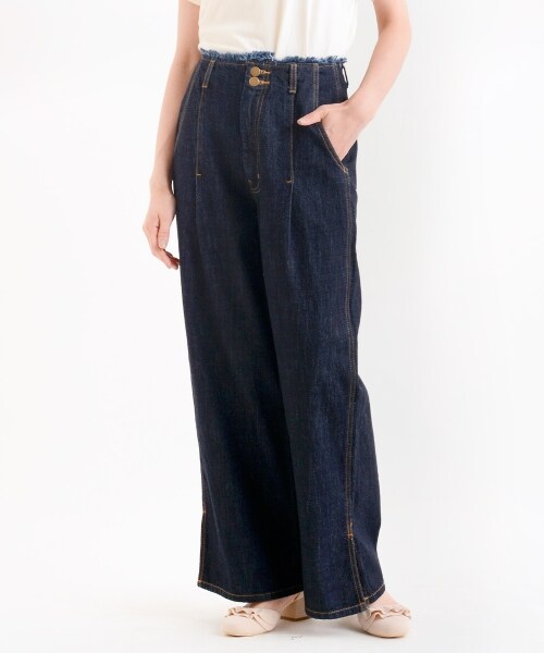 MAJESTIC LEGON（マジェスティックレゴン）の「後ろ刺繍デニムワイド（パンツ・レディース・ネイビー/サックス/ブルー・M/L）」の9枚目の写真