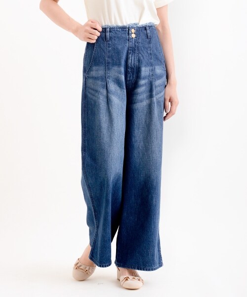 MAJESTIC LEGON（マジェスティックレゴン）の「後ろ刺繍デニムワイド（パンツ・レディース・ネイビー/サックス/ブルー・M/L）」の10枚目の写真