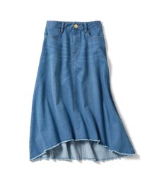 IEDIT | IEDIT Aラインが女らしい カットオフ風仕様のミディー丈フィッシュテールデニムスカート〈ブルー〉(スカート)