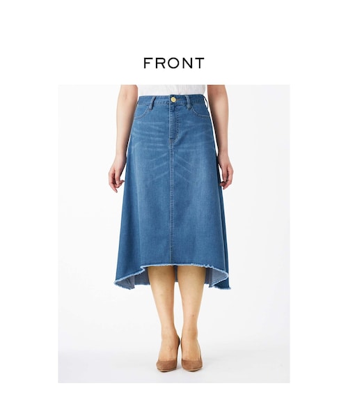 IEDIT（イディット）の「IEDIT Aラインが女らしい カットオフ風仕様のミディー丈フィッシュテールデニムスカート〈ブルー〉（スカート・レディース・ブルー・1 /2 /3 /4 /5 /6 /7 /8 /9 /10/11/12/13/14/15/16）」の10枚目の写真