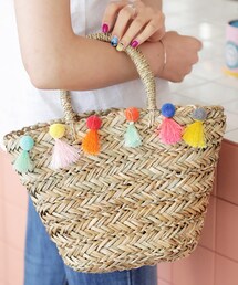 DHOLIC | ポンポンタッセルストローハンドバッグ(トートバッグ)